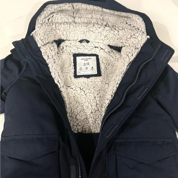 Abercrombie Kids Dark Navy Blue Hooded Parka Jacket